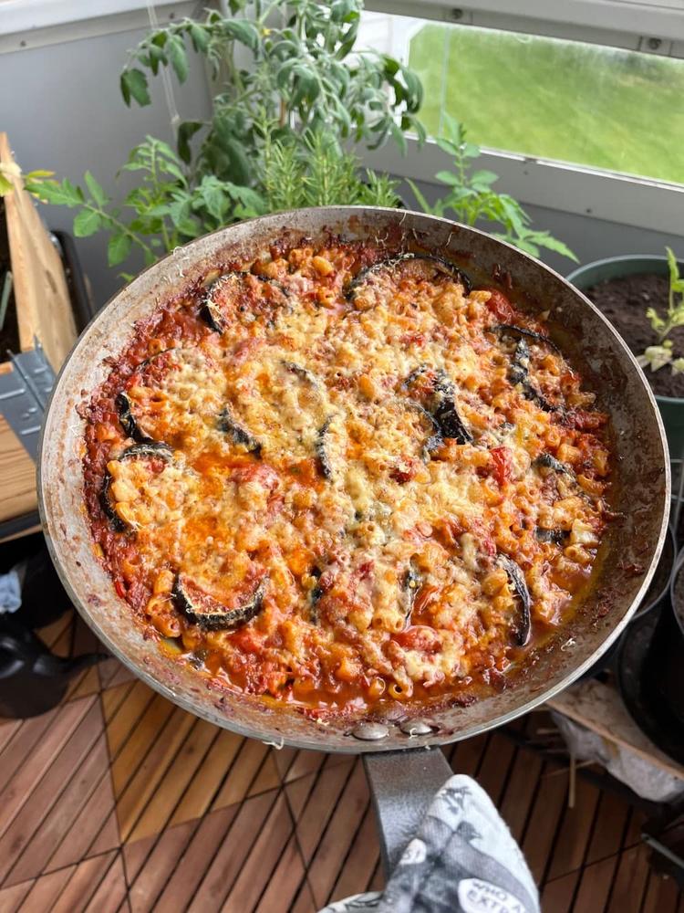 Lazy lasagne med bakt aubergine