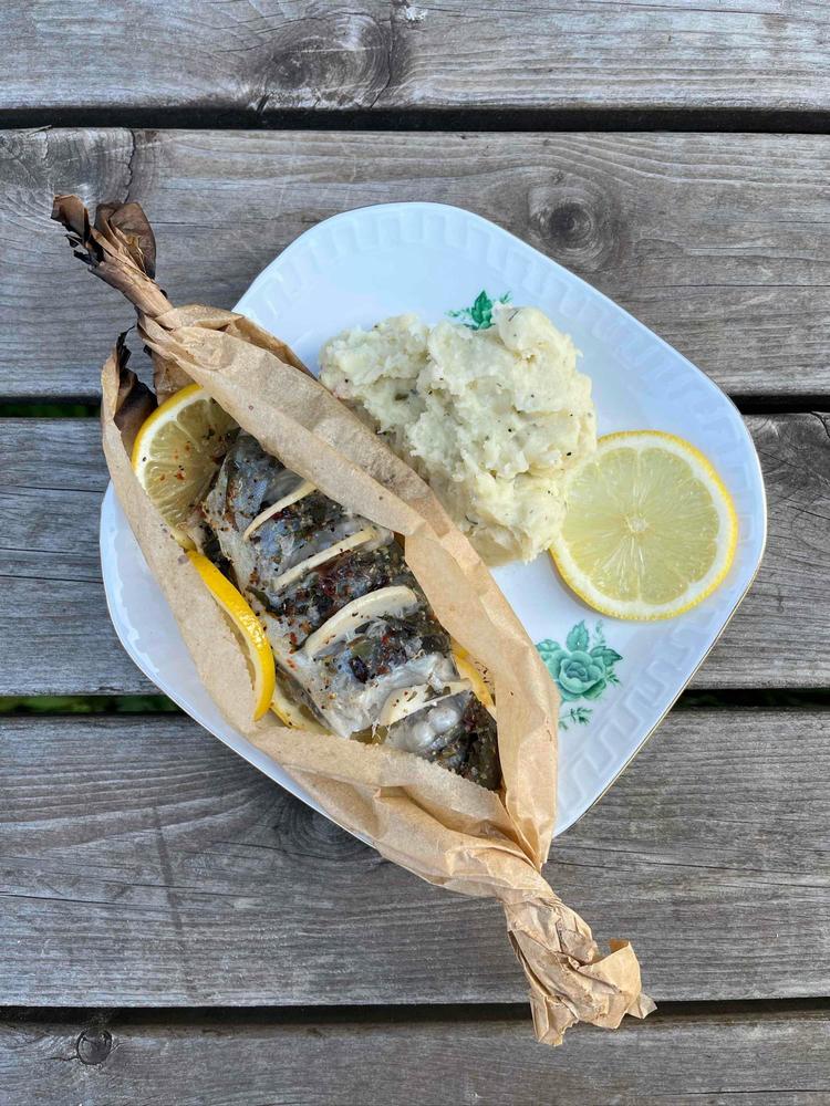 Stekt makrell med pimpa potetmos