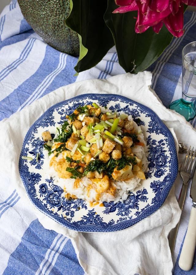Crispy Tofu with Rice and Vegetables