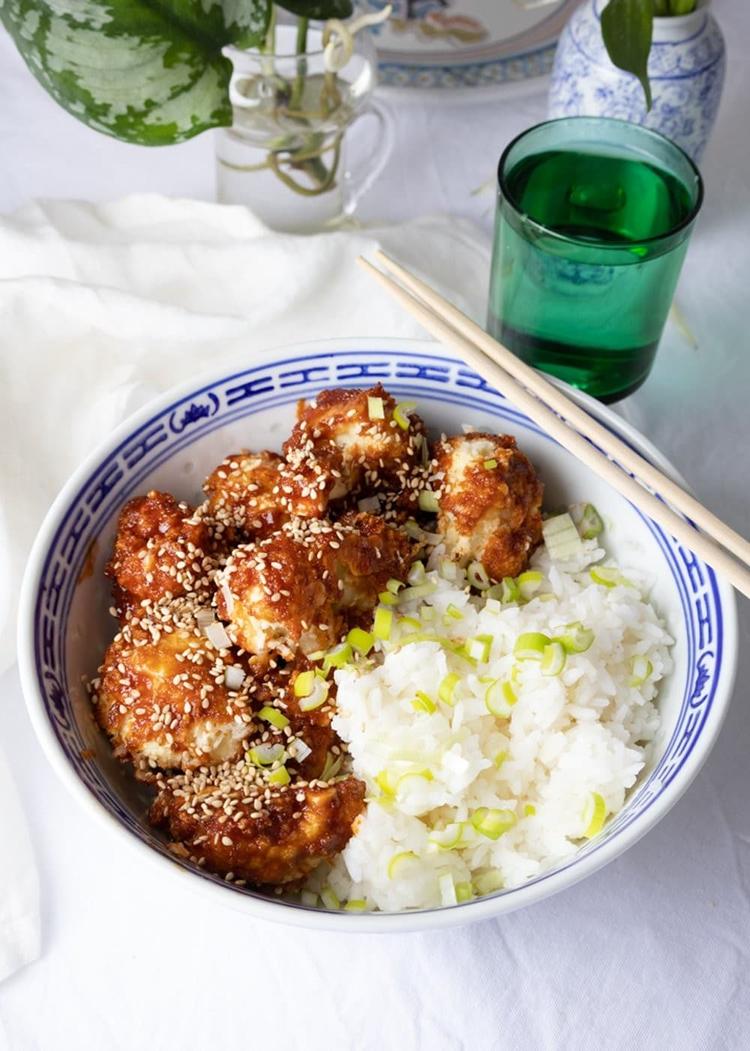 Sticky Cauliflower with Sweet Rice