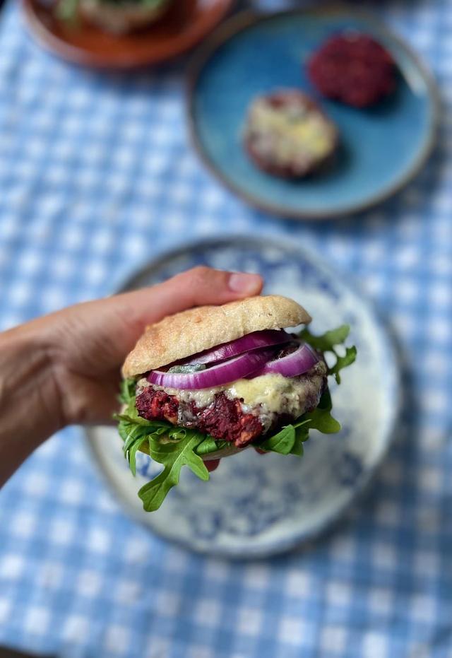 Beet Burger with Gorgonzola Cheese