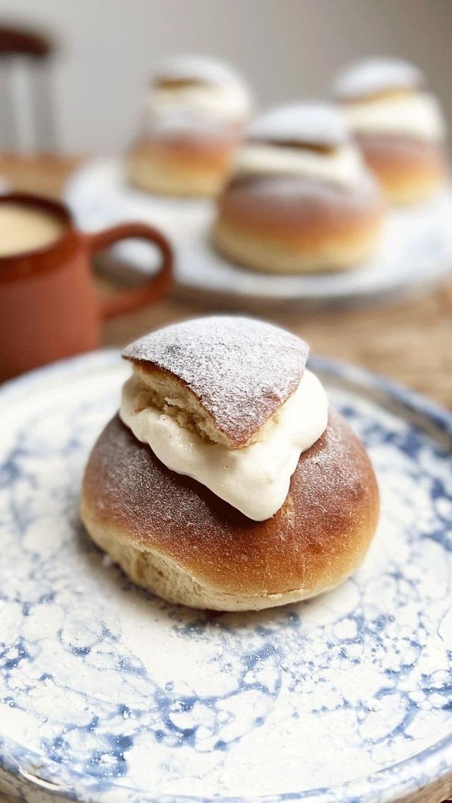 Semlor med mandelfyll og krem