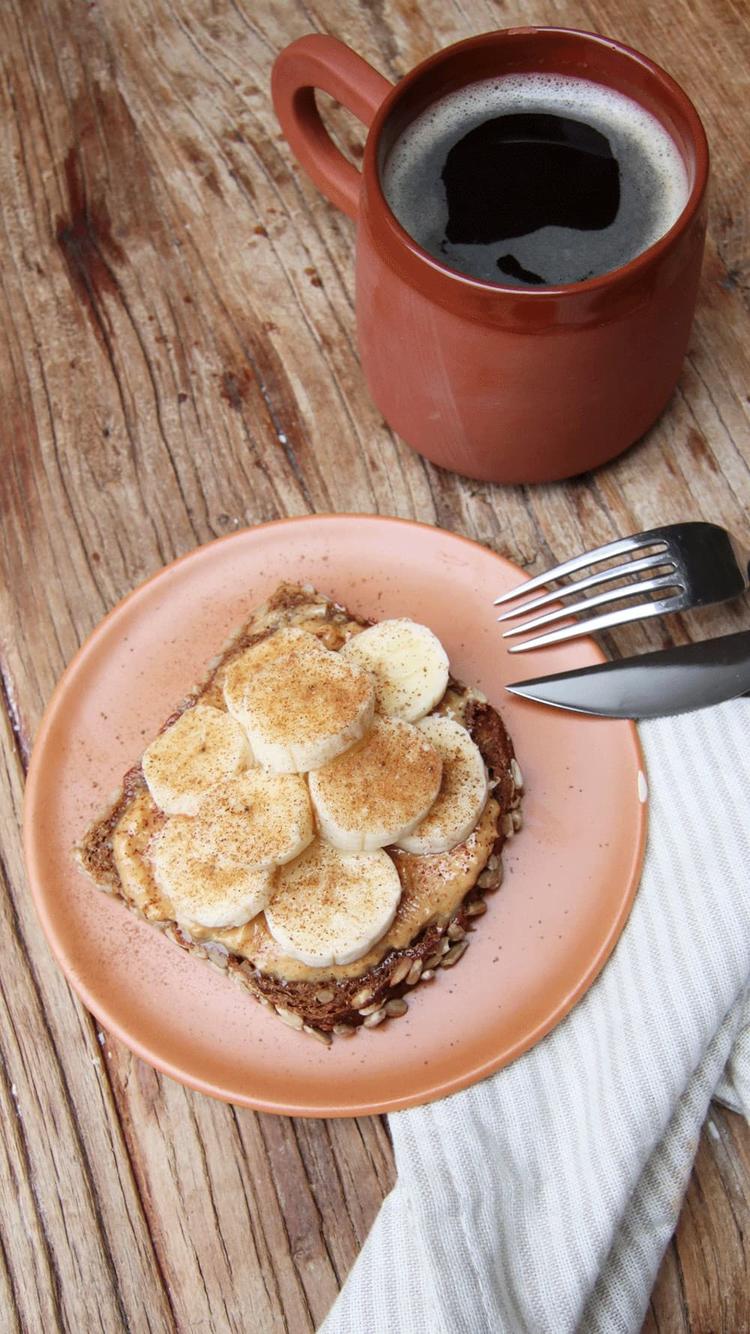 Slice of Bread with Peanut Butter, Banana and Cinnamon