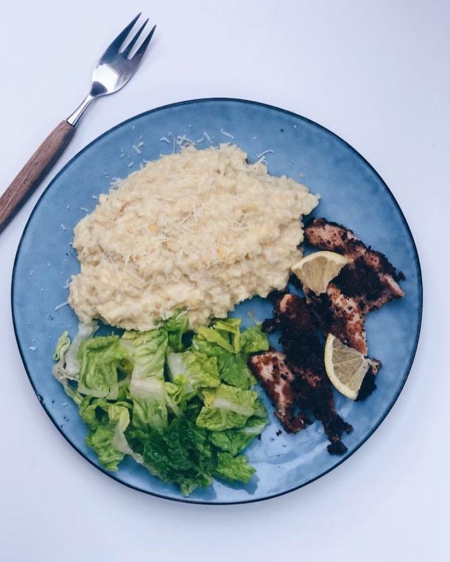 Creamy Risotto and Breaded Chicken