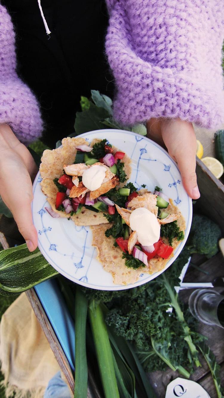 Kylling i blomkåltortilla