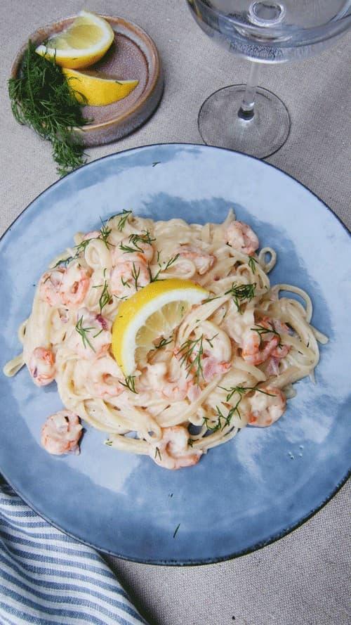 Kremet pasta med reker