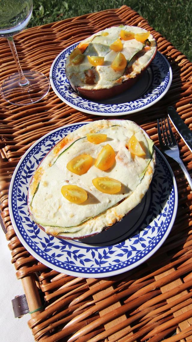 Squashlasagne med laks og ricotta