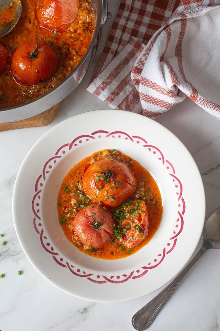 Baked Tomatoes with Nduja and Creme Fraiche