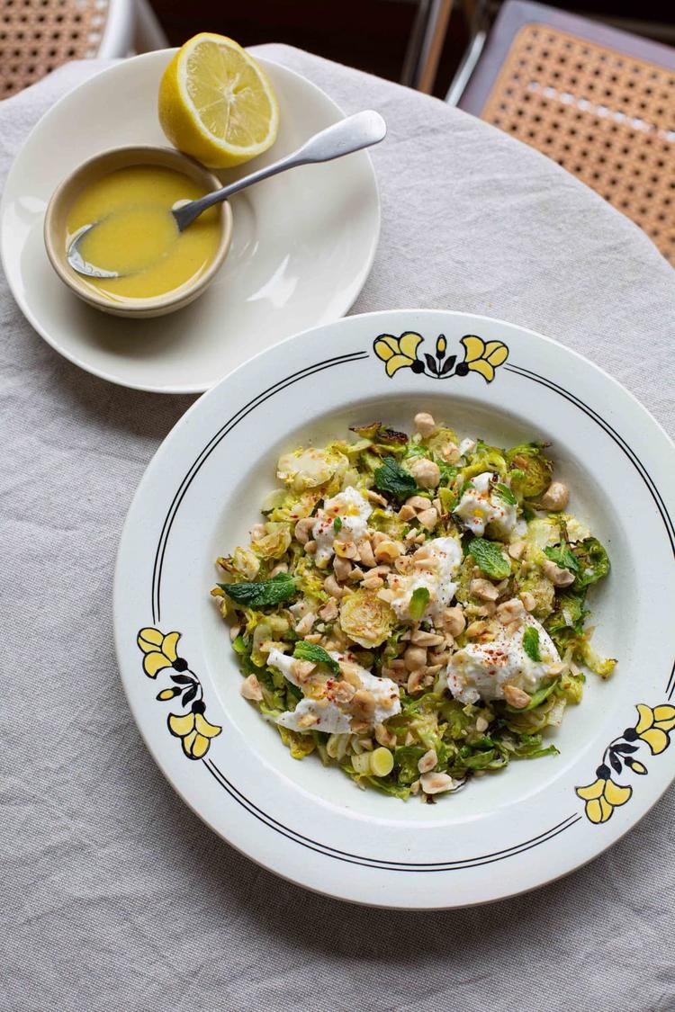 Brussels Sprout Salad with Lemon Vinaigrette and Mozzarella